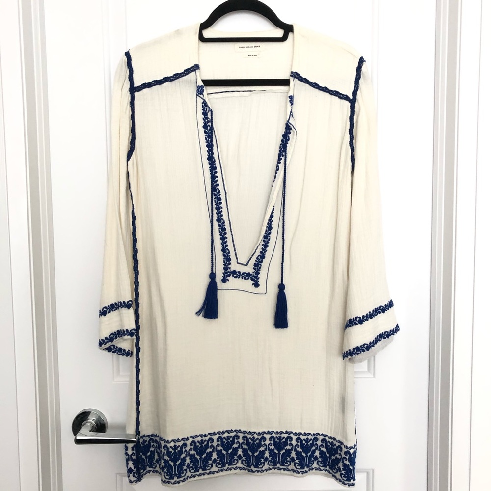 Isabel Marant Cream and Blue Swim Coverup